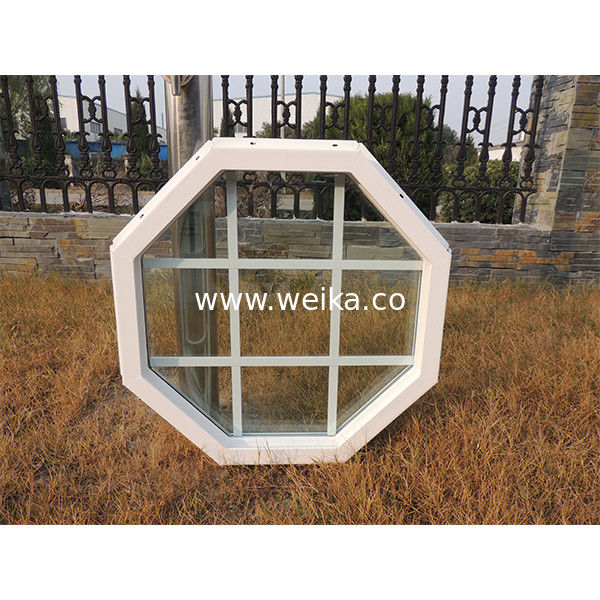 UPVC βινύλιο οκτάγωνο σταθερό γυάλινο παράθυρο 75mm προφίλ