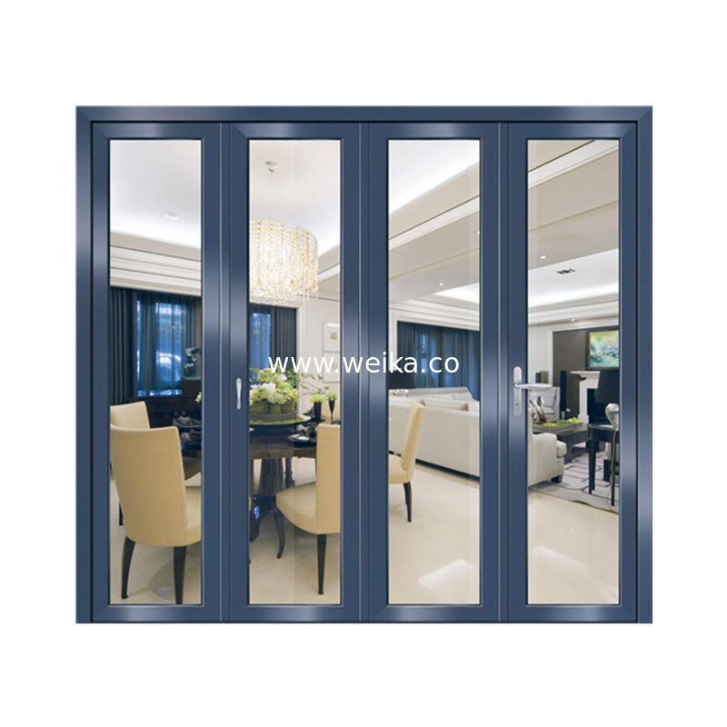 UPVC PVC Δυνατό να αναδιπλωθεί ολισθητή γυάλινη πόρτα 3 Πίνακας Δύο διπλές πόρτες Επιχρισμός ηλεκτροφορέσης