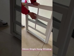 WEIKA Σειρά 64 NFRC Βινύλιο UPVC μονό κρεμασμένο παράθυρο με πλέγματα και πτερύγια νυχιών